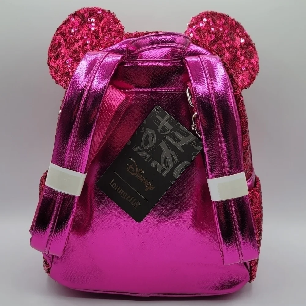Loungefly Minnie Mouse Sequin Magenta Pink Disney Backpack